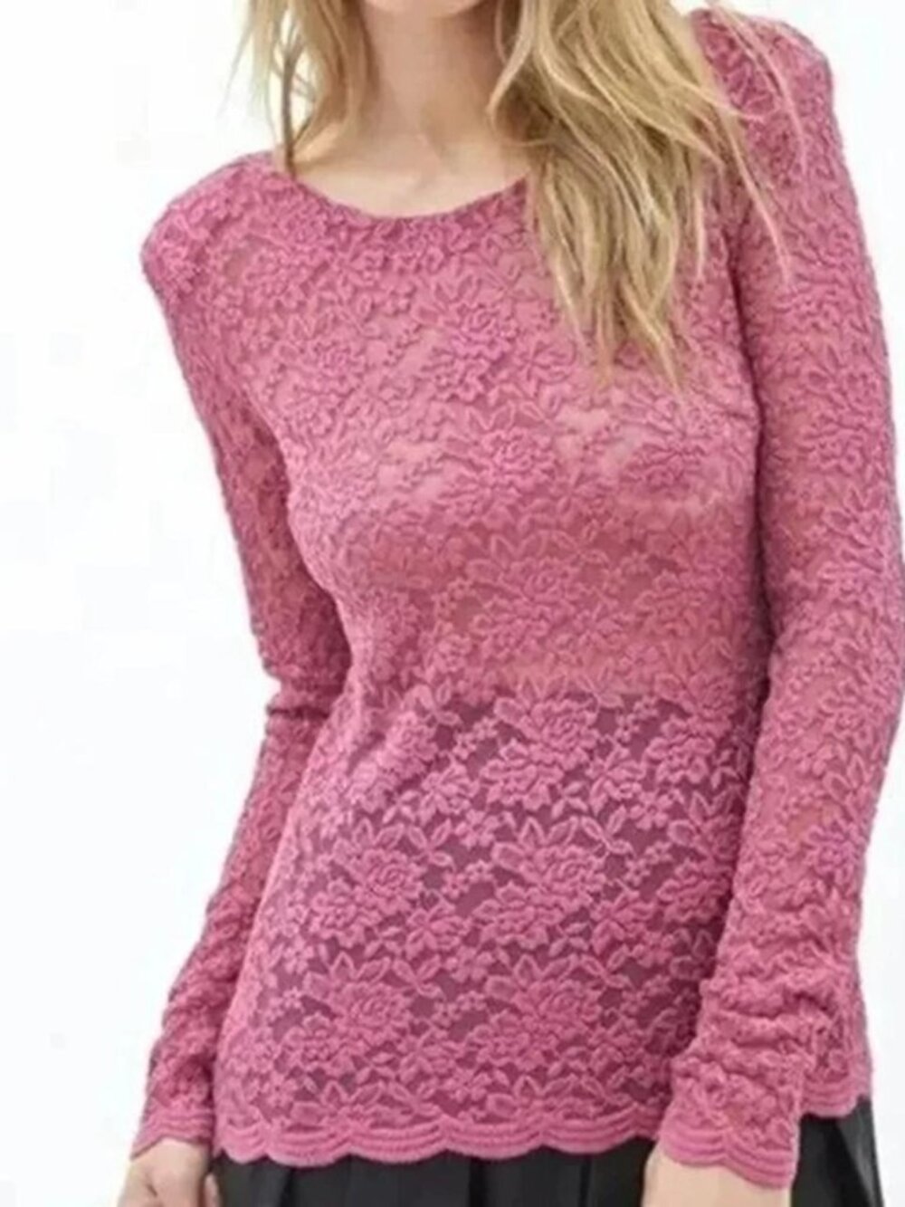 NWT Embroidered lace knit top Size Small